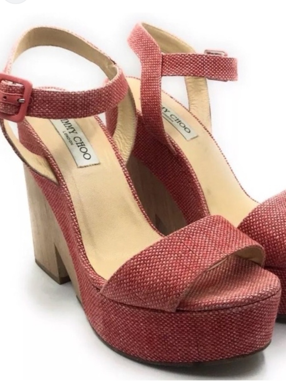 Jimmy Choo Coral-Textured Platform Wedge Sandals size 38